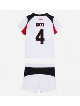 Billige AC Milan Samuele Ricci #4 Bortedraktsett Barn 2025-26 Kortermet (+ Korte bukser)